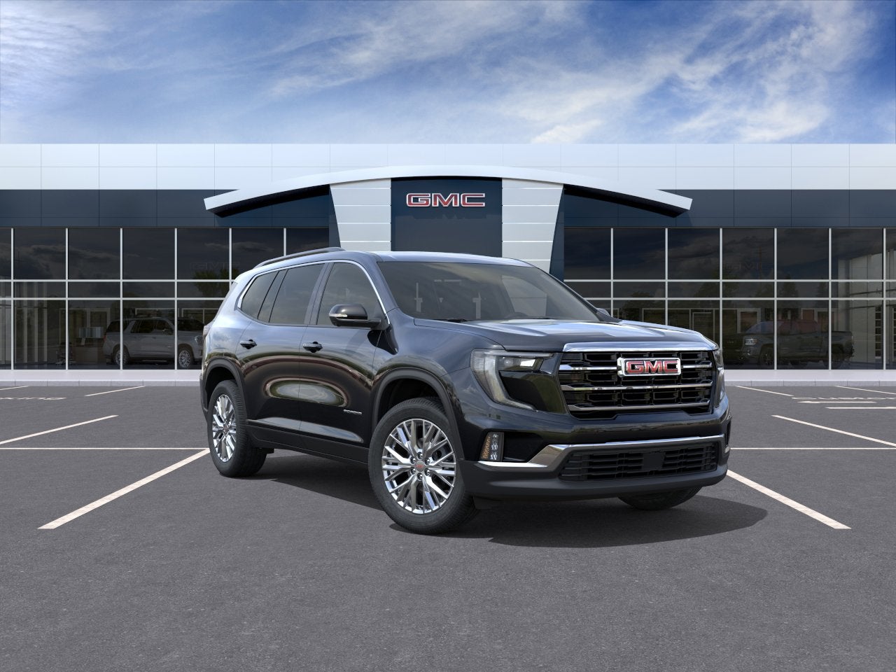2026 GMC Acadia Elevation in Ebony Twilight Metallic — front three-quarter view