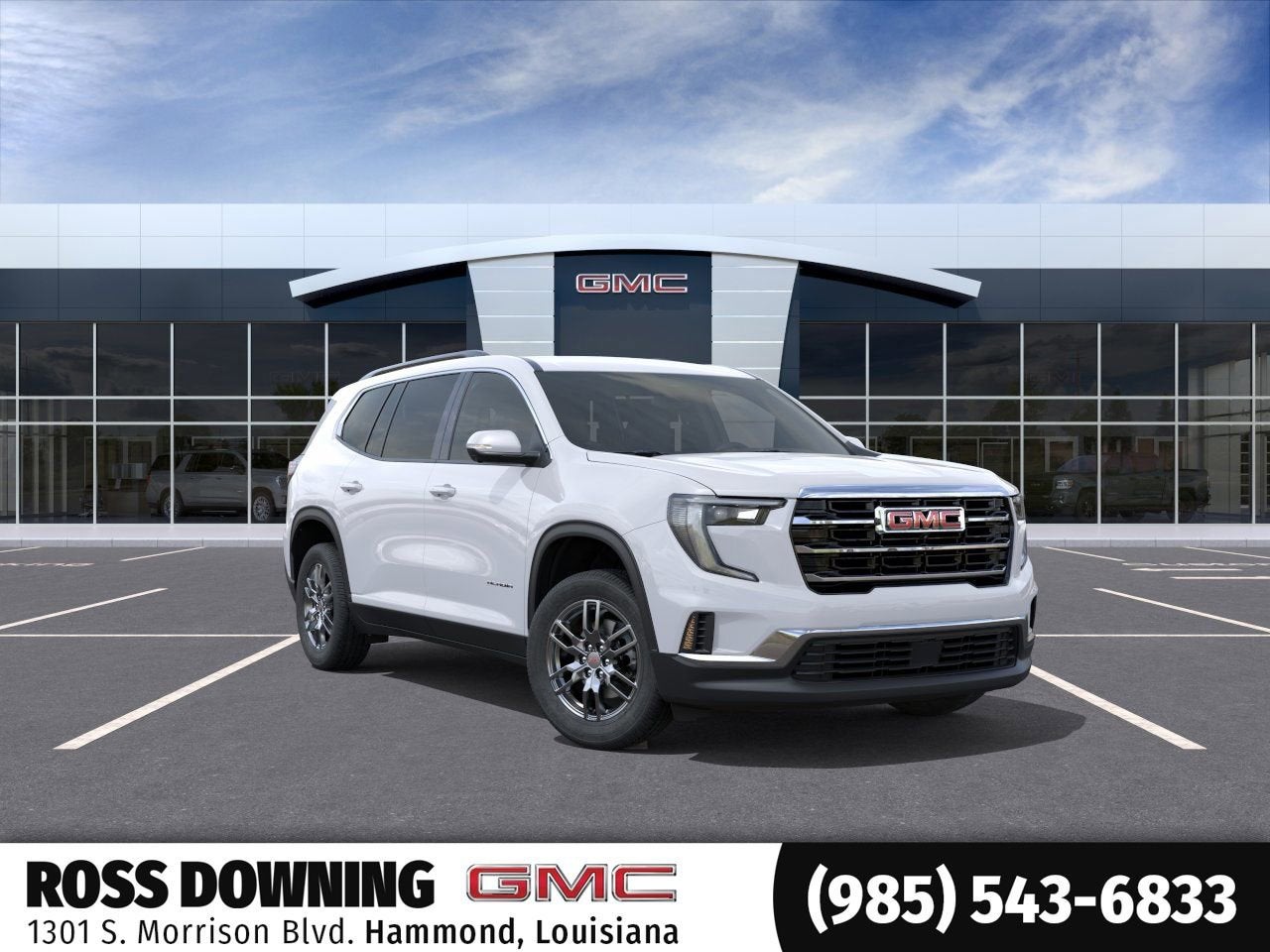 2026 GMC Acadia Elevation in Summit White — front three-quarter view