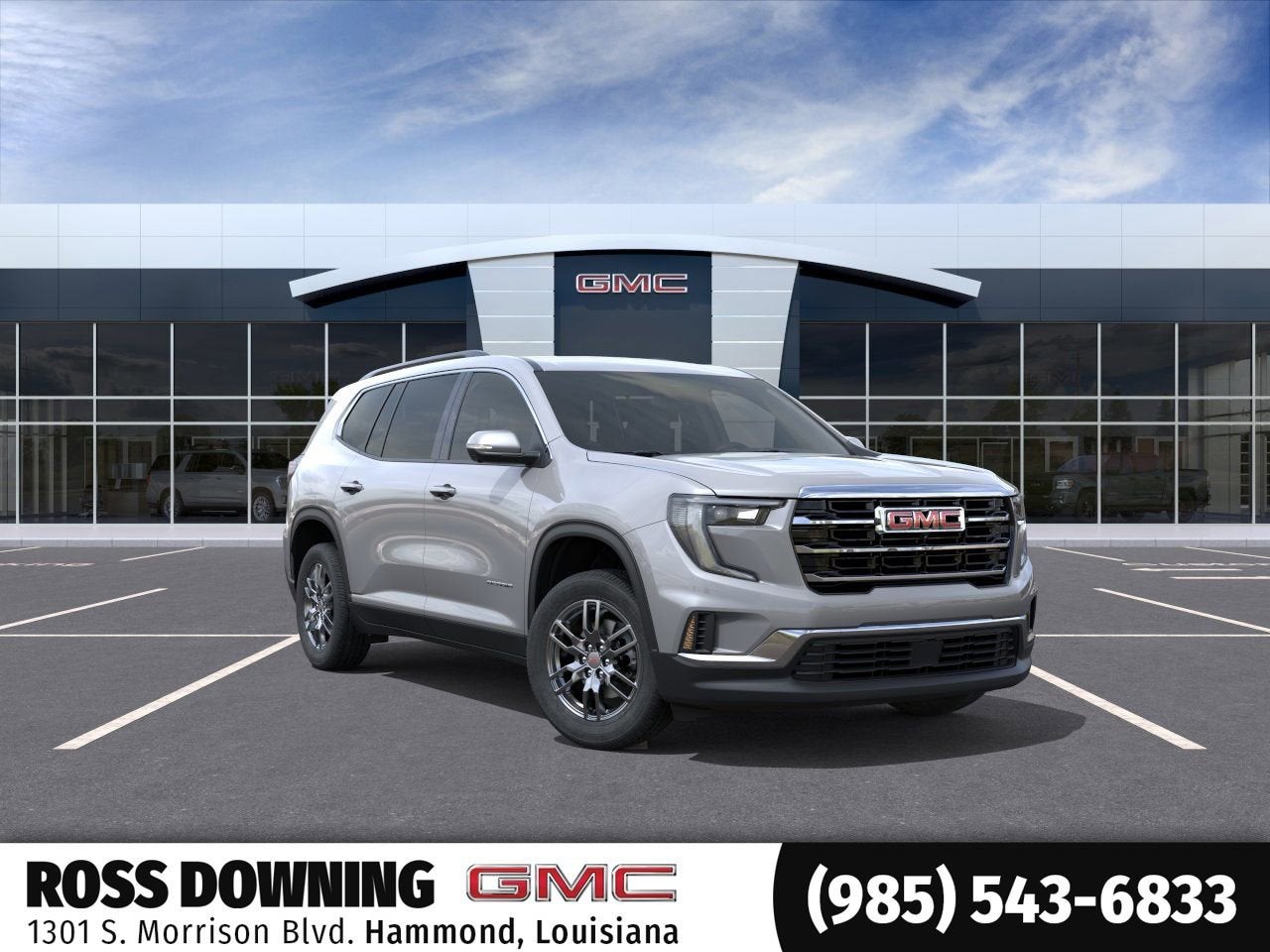2026 GMC Acadia Elevation in Sterling Metallic — front three-quarter view