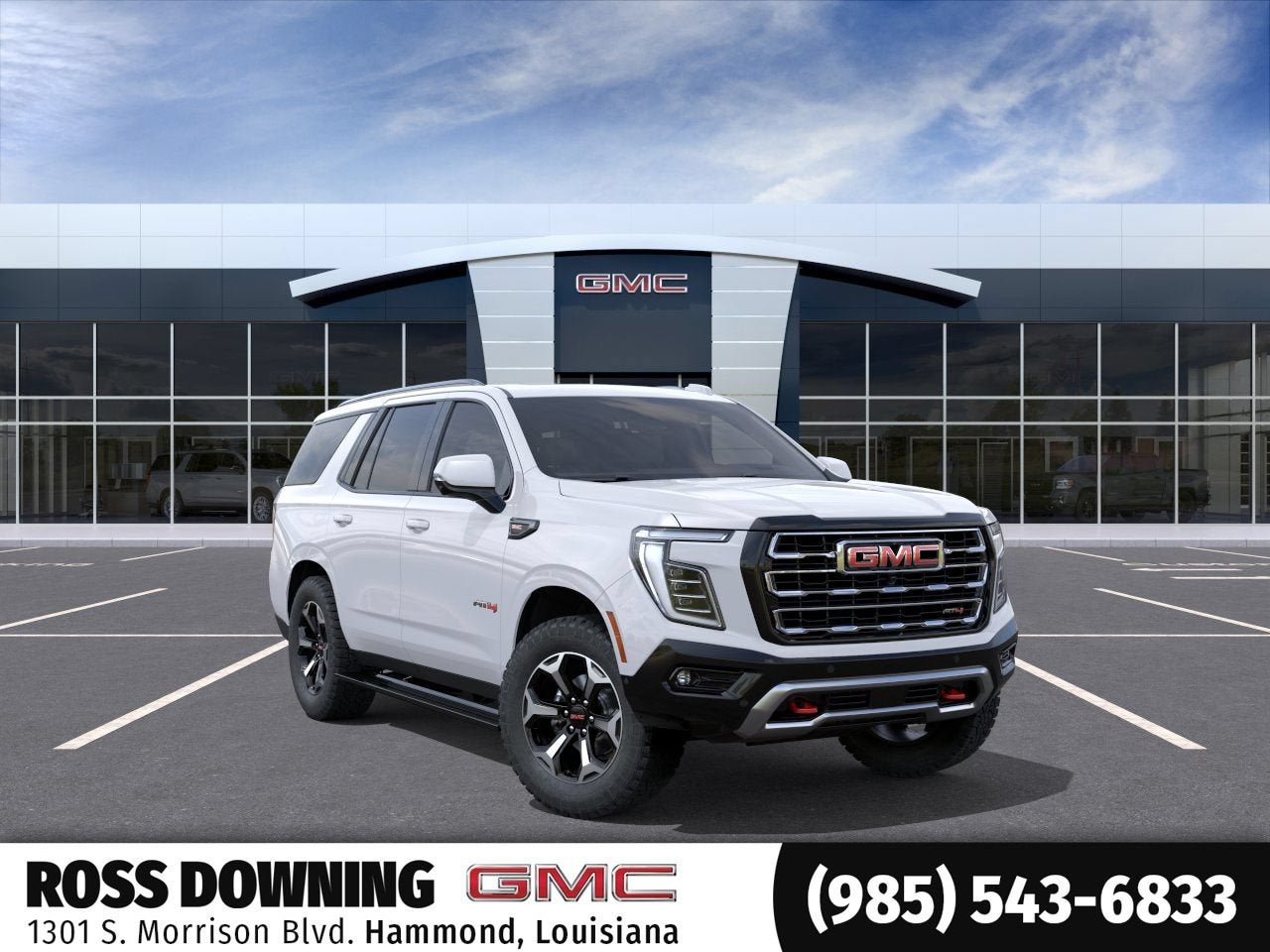 2026 GMC Yukon AT4 in Summit White — front three-quarter view
