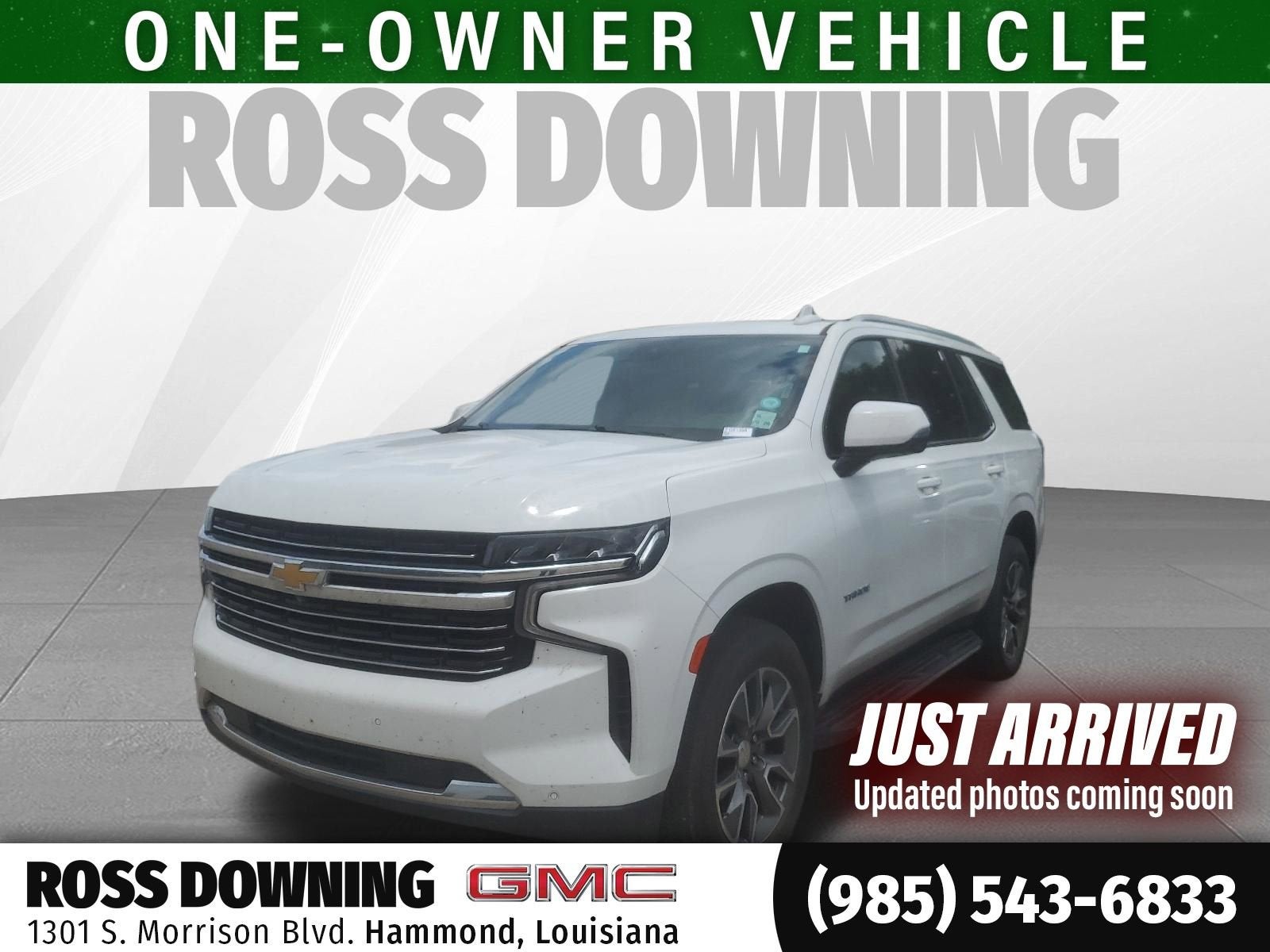 2023 Chevrolet Tahoe LT in Summit White — front three-quarter view