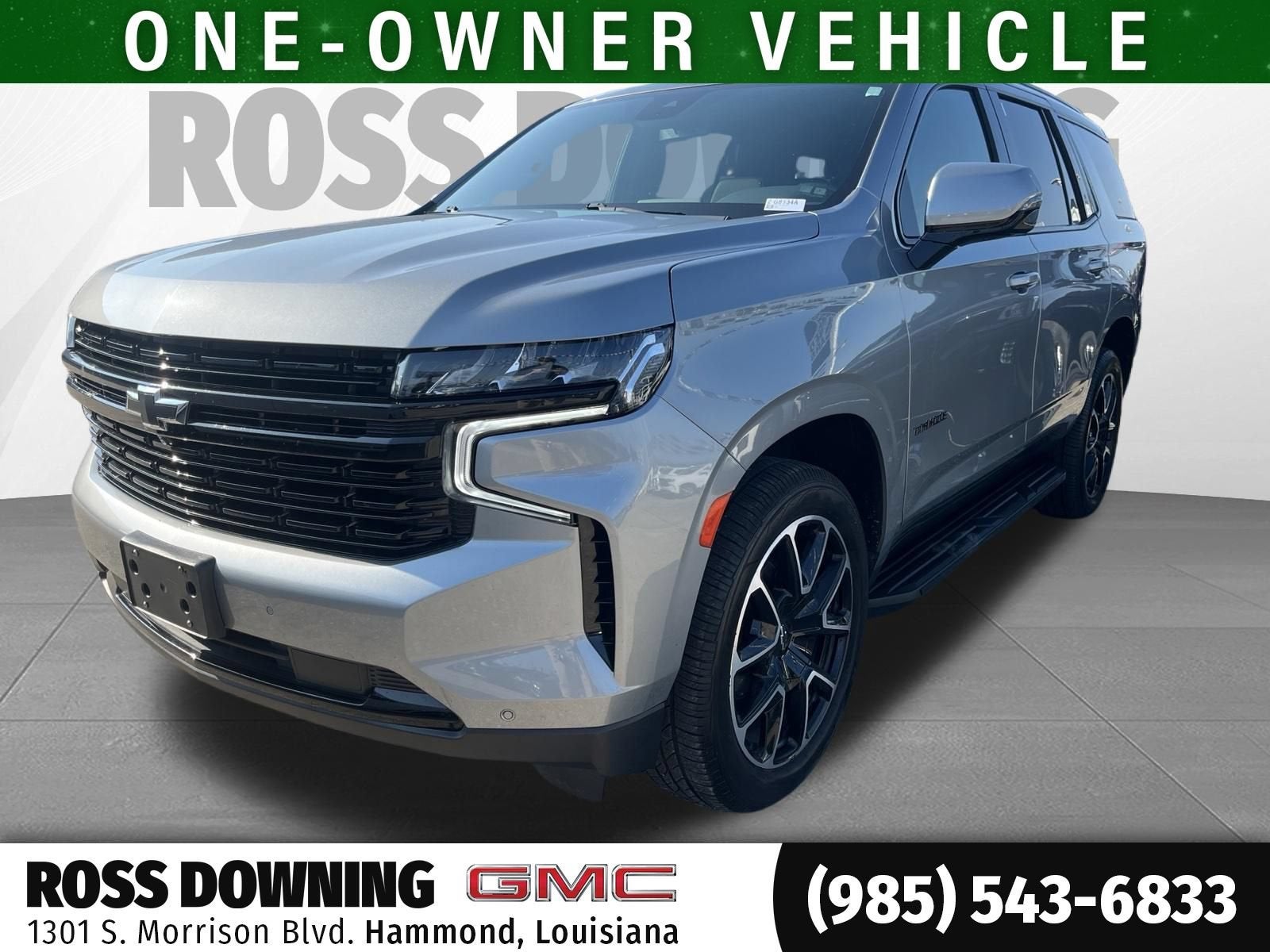 2023 Chevrolet Tahoe RST in Sterling Gray Metallic — front three-quarter view