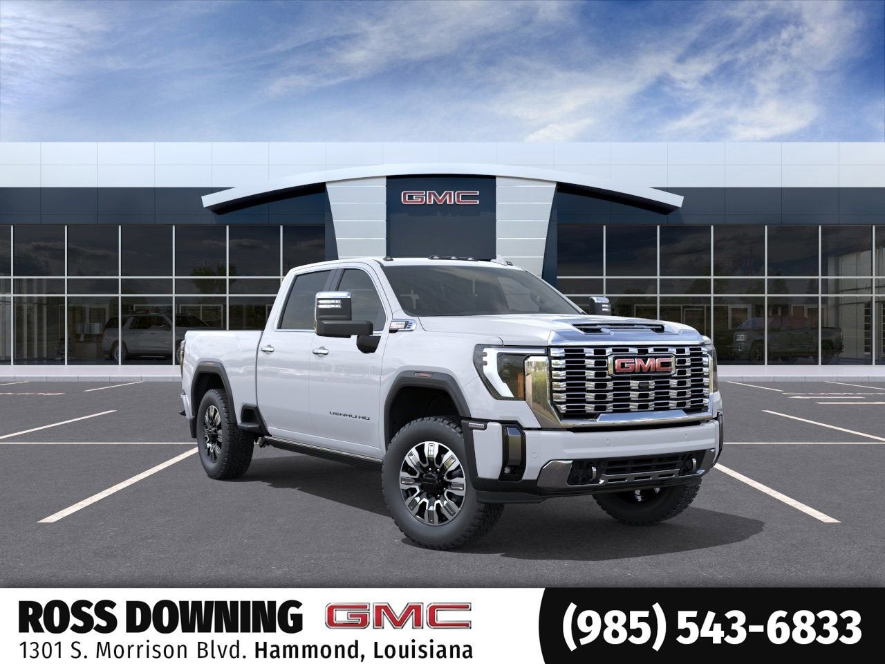 2026 GMC Sierra 2500 HD Denali in Glacier White Tricoat — front three-quarter view