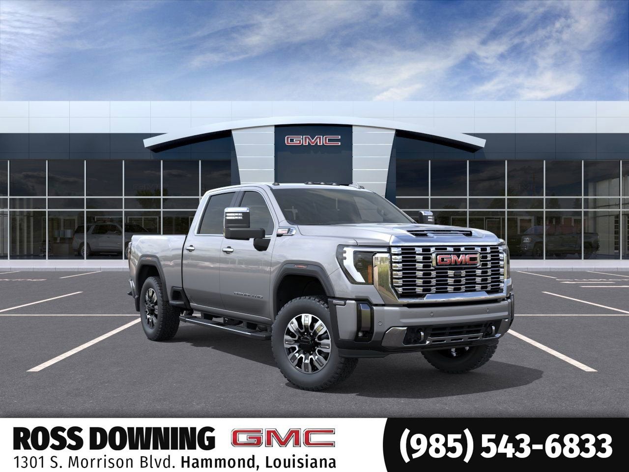 2026 GMC Sierra 2500 HD Denali in Sterling Metallic — front three-quarter view