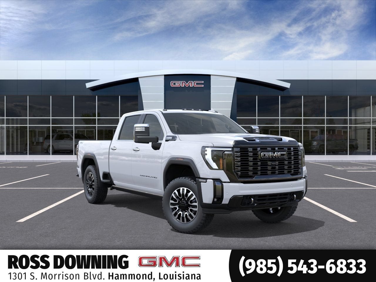 2026 GMC Sierra 2500 HD Denali Ultimate in Glacier White Tricoat — front three-quarter view
