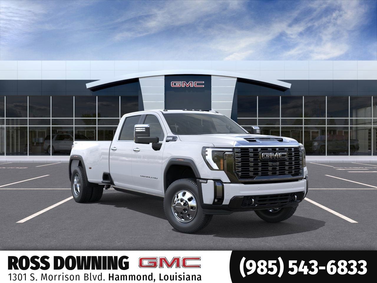 2026 GMC Sierra 3500 HD Denali Ultimate DRW in Summit White — front three-quarter view
