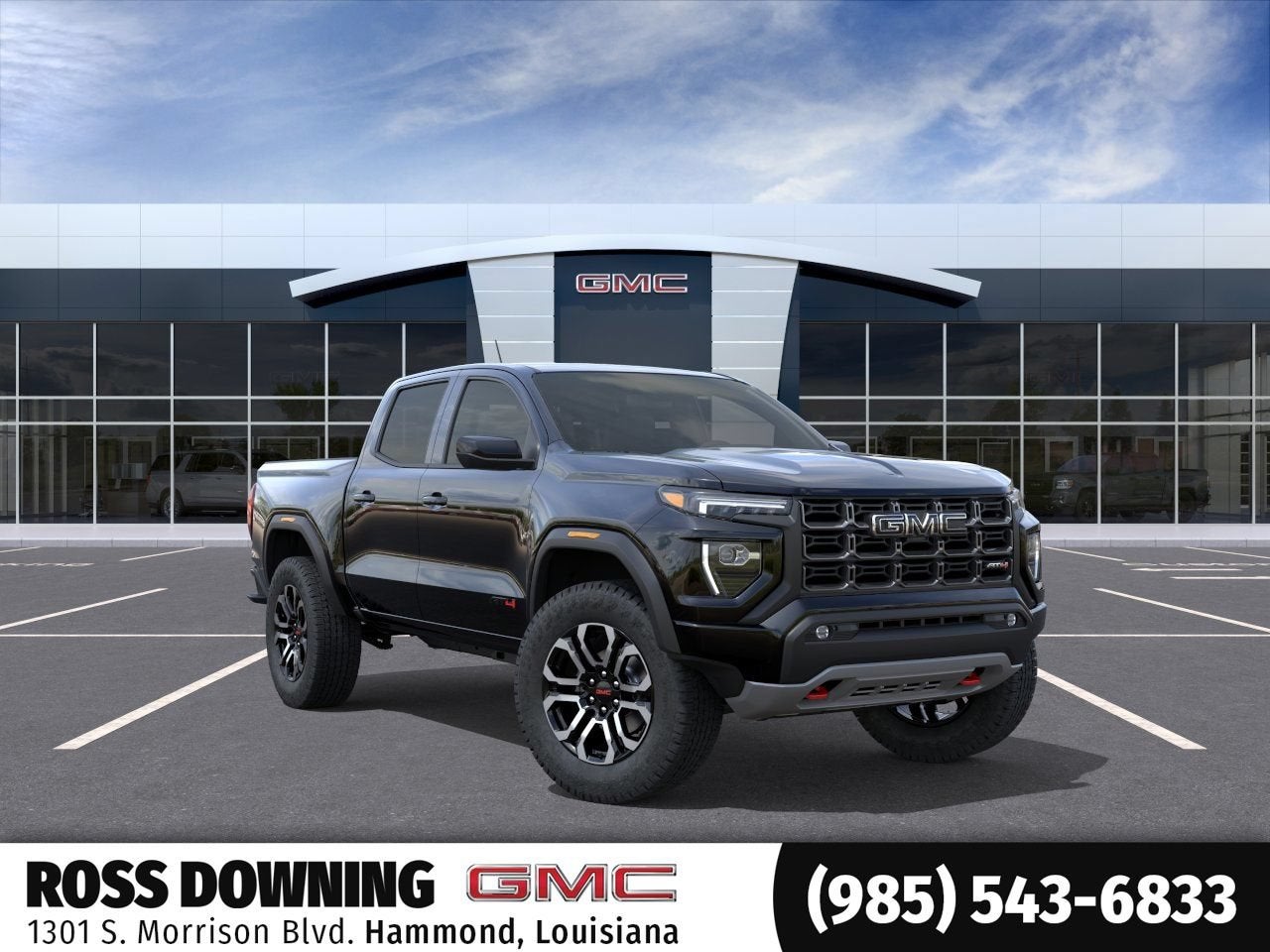 2026 GMC Canyon AT4 in Onyx Black — front three-quarter view