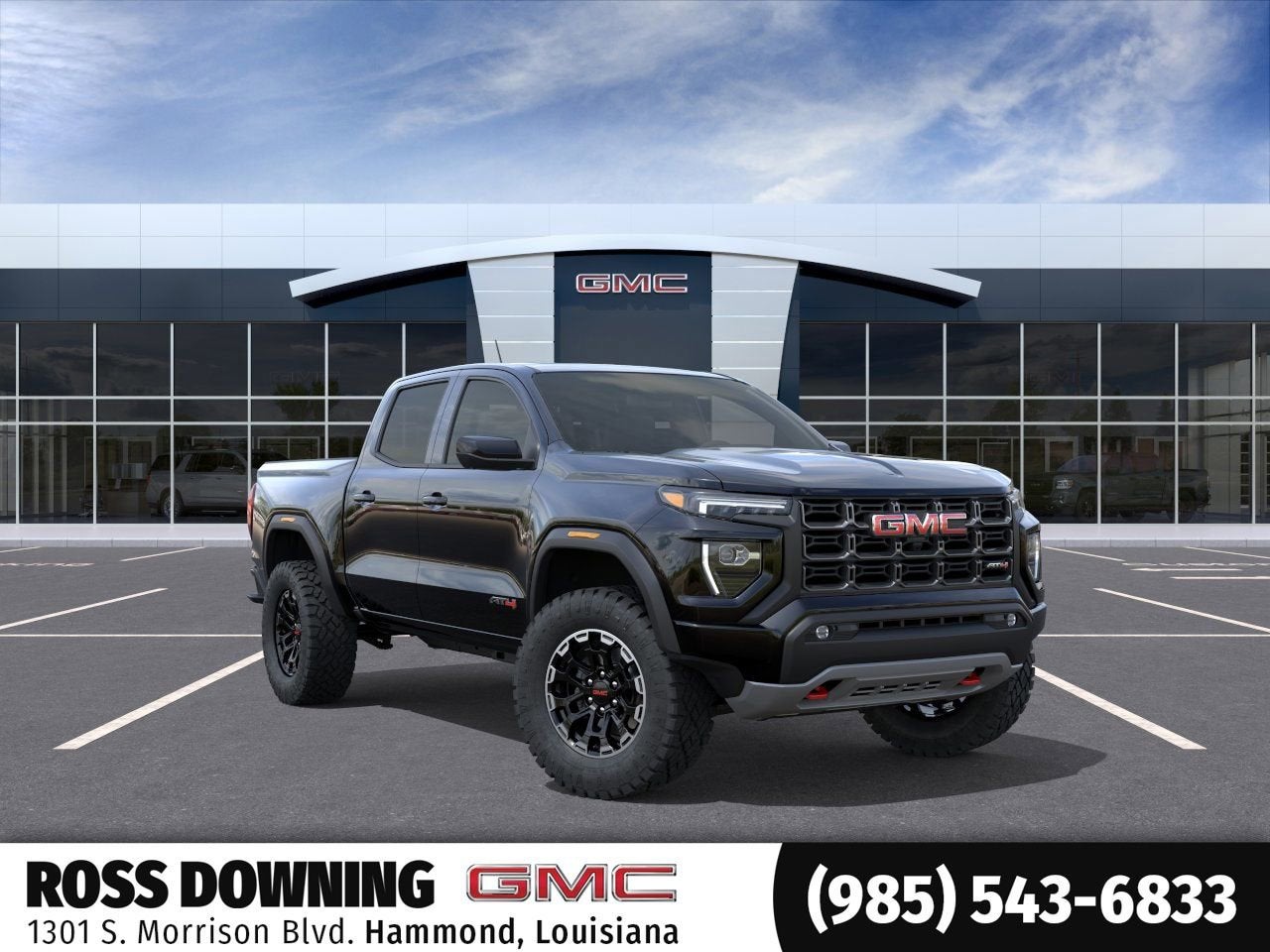 2026 GMC Canyon AT4 in Onyx Black — front three-quarter view