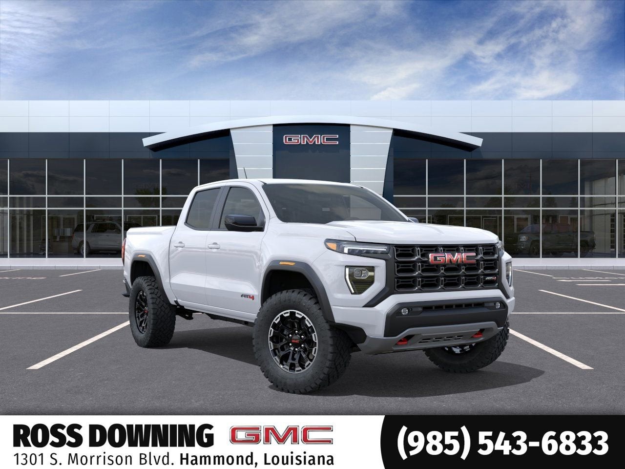 2026 GMC Canyon AT4 in Summit White — front three-quarter view