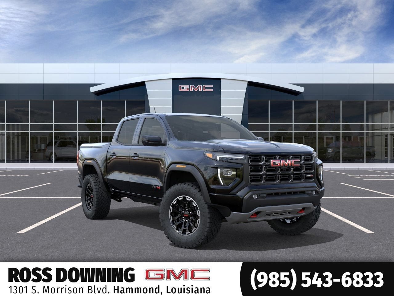 2026 GMC Canyon AT4 in Onyx Black — front three-quarter view