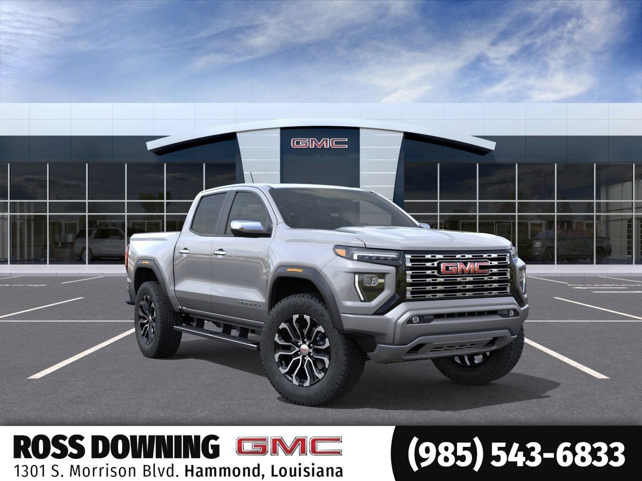2026 GMC Canyon Denali in Sterling Metallic — front three-quarter view