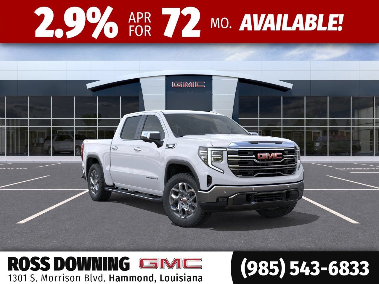2026 GMC Sierra 1500 SLT in Summit White — front three-quarter view