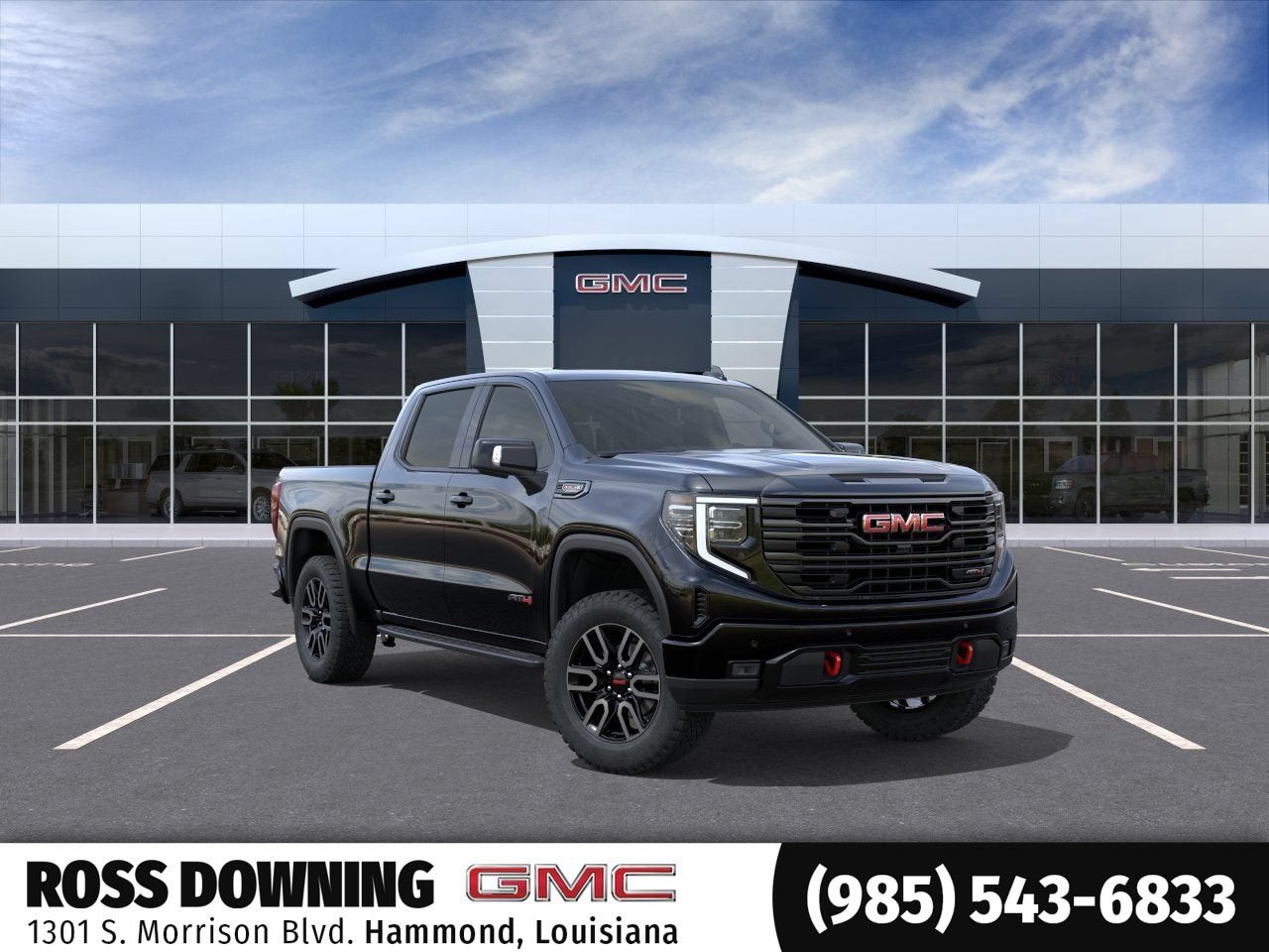 2026 GMC Sierra 1500 AT4 in Onyx Black — front three-quarter view