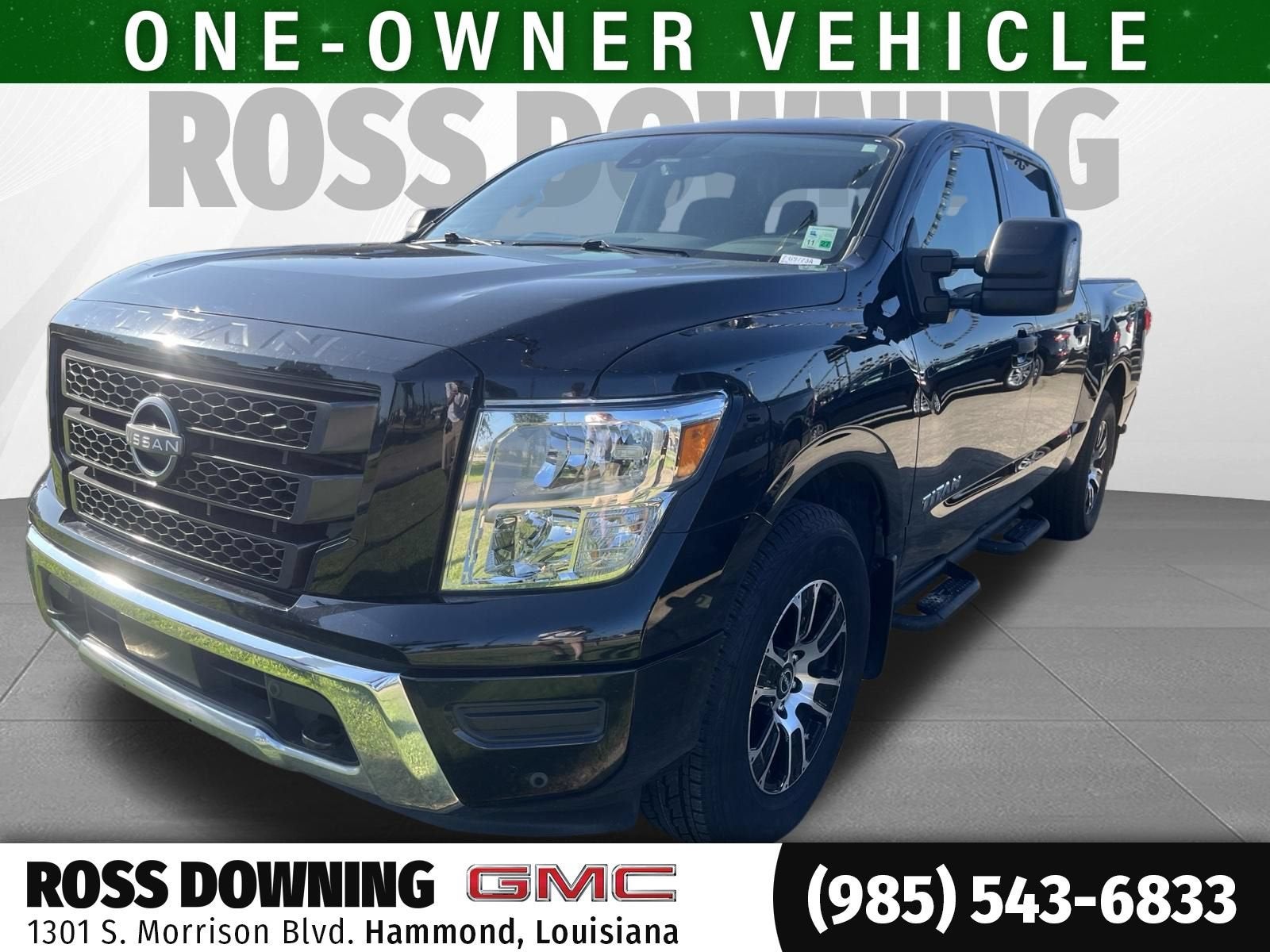 2023 Nissan TITAN Crew Cab SV 4x2 in Black — front three-quarter view
