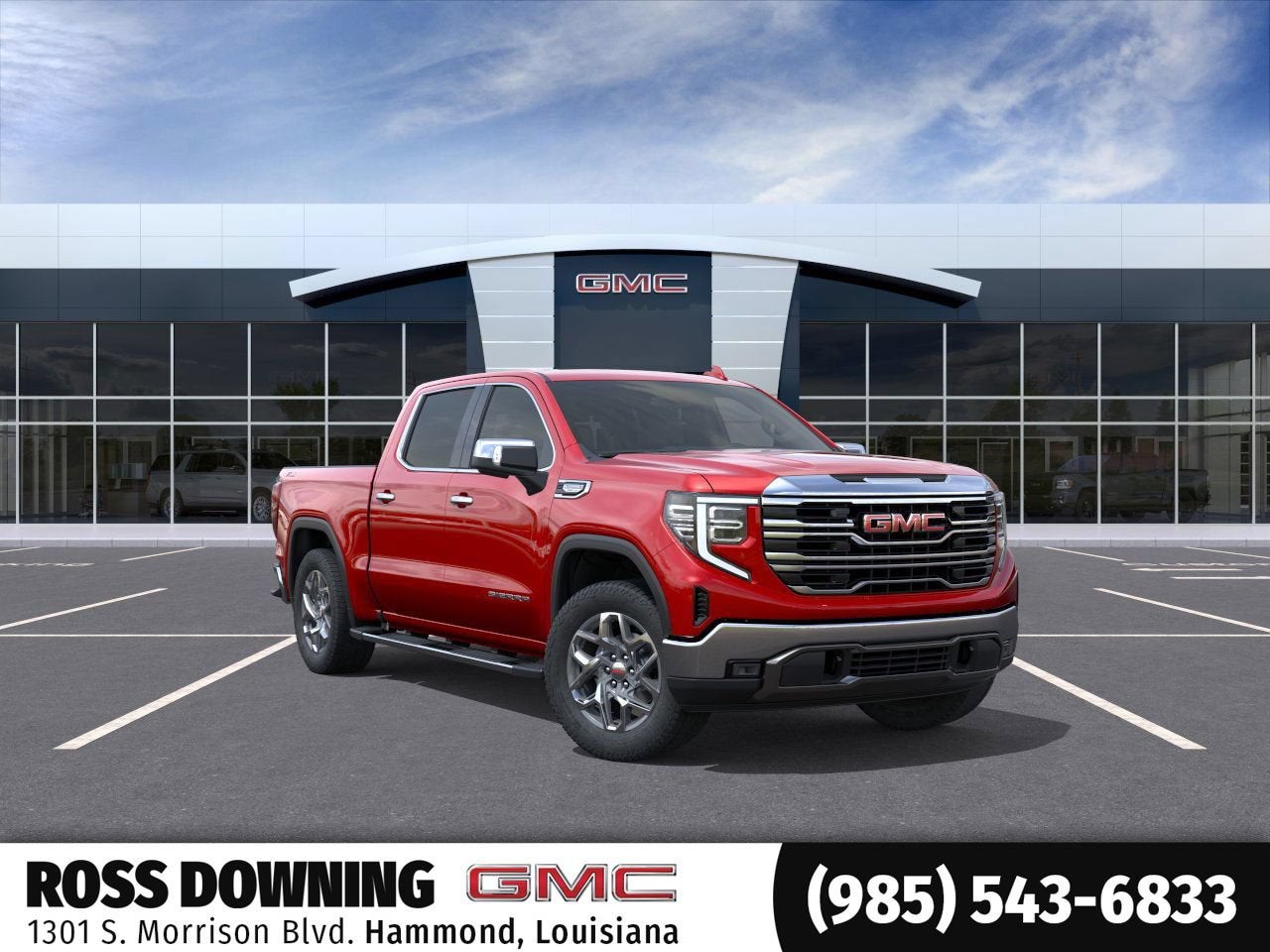 2026 GMC Sierra 1500 SLT in Volcanic Red Tintcoat — front three-quarter view