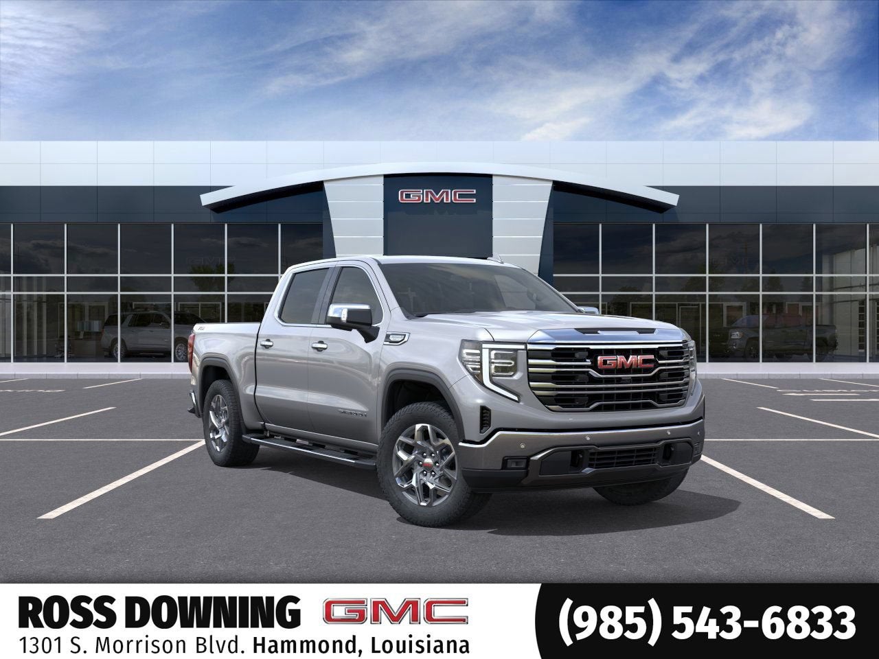2026 GMC Sierra 1500 SLT in Sterling Metallic — front three-quarter view