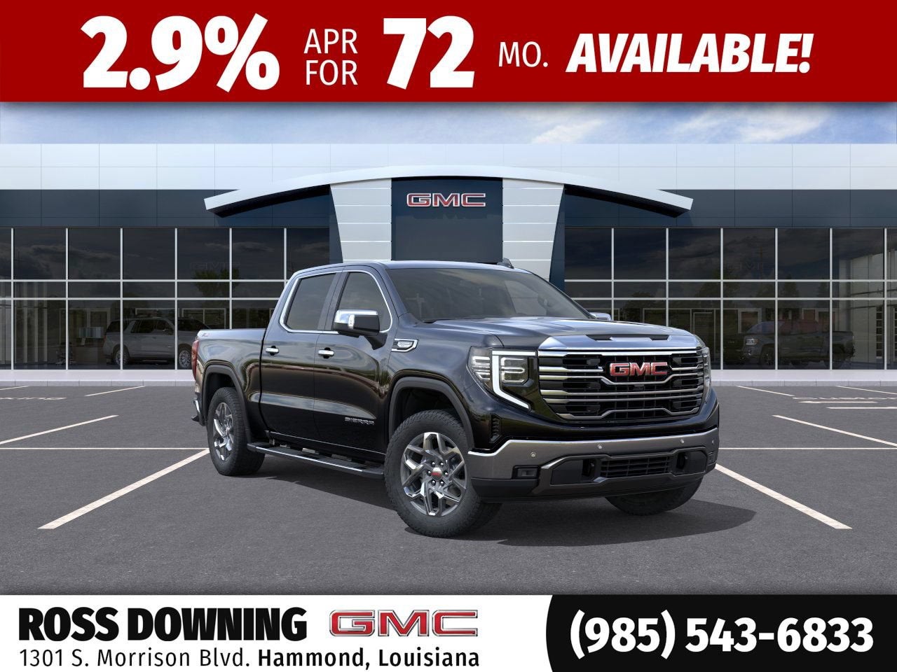 2026 GMC Sierra 1500 SLT in Onyx Black — front three-quarter view