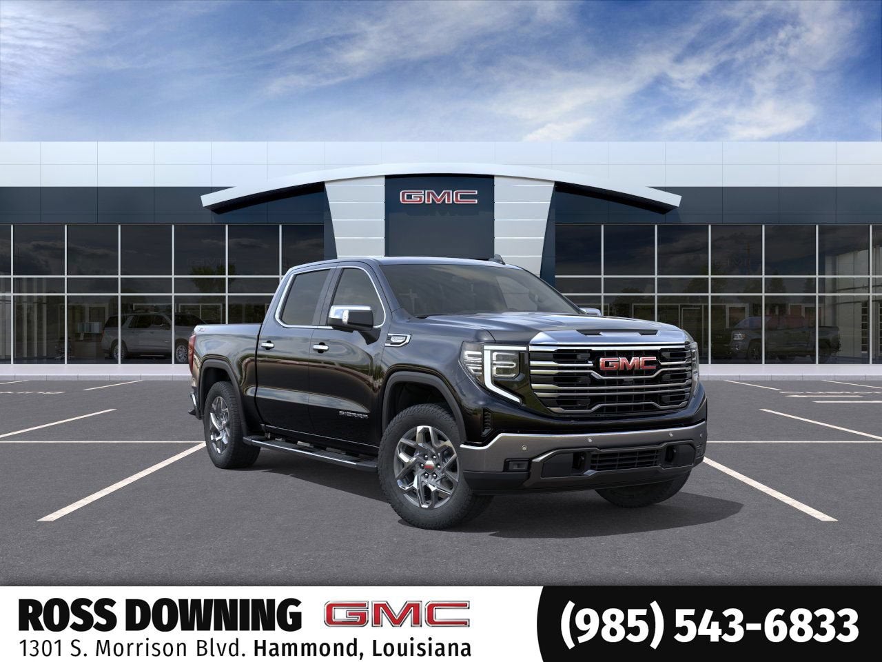2026 GMC Sierra 1500 SLT in Onyx Black — front three-quarter view