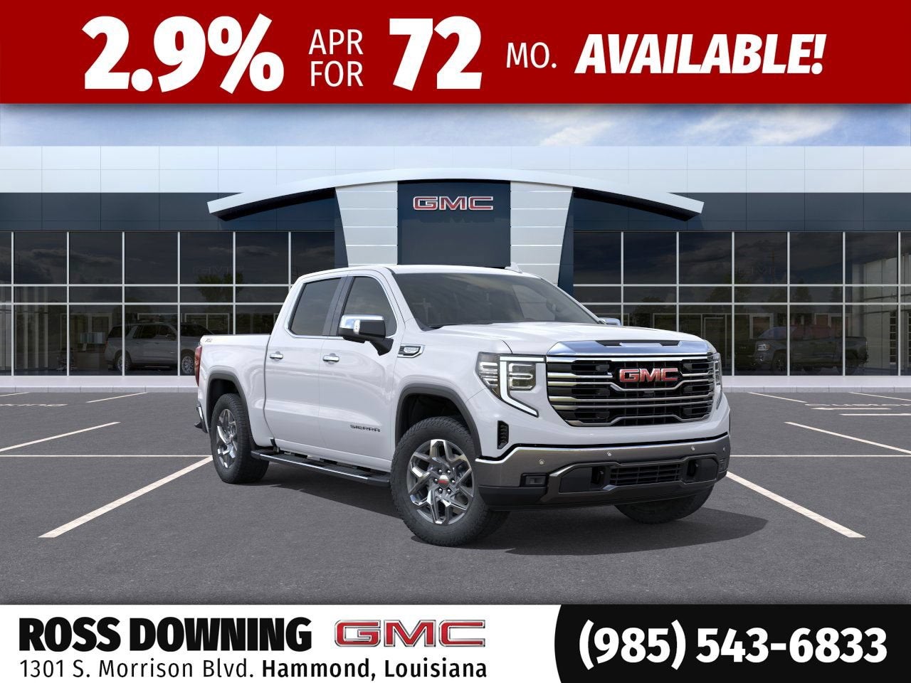 2026 GMC Sierra 1500 SLT in Summit White — front three-quarter view