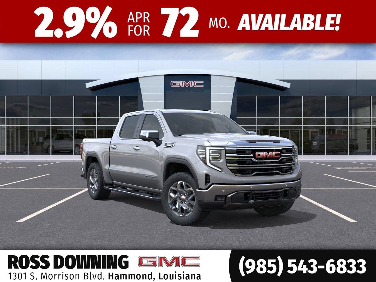 2026 GMC Sierra 1500 SLT in Sterling Metallic — front three-quarter view
