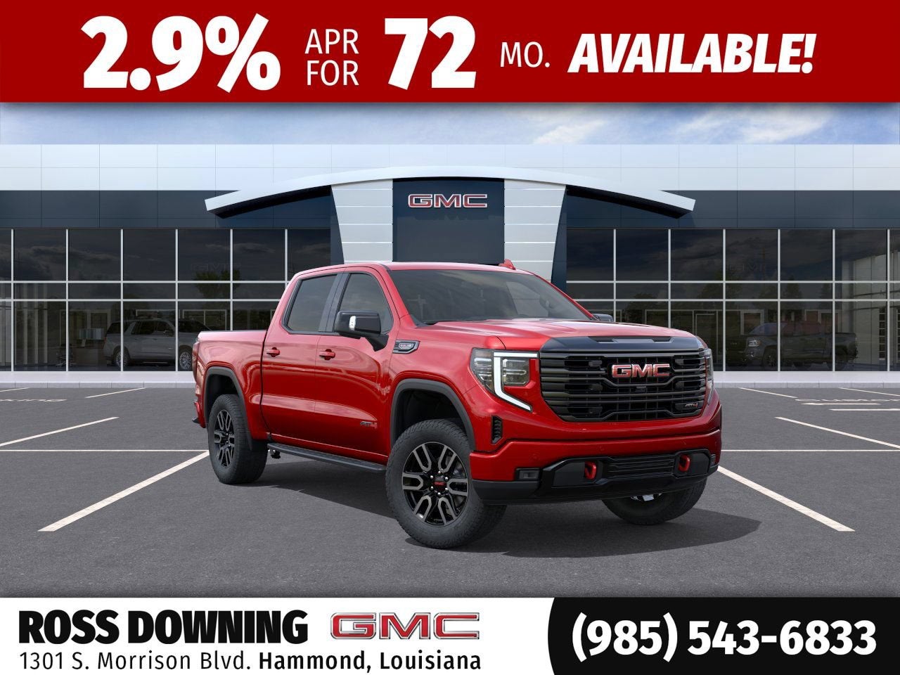 2026 GMC Sierra 1500 AT4 in Volcanic Red Tintcoat — front three-quarter view