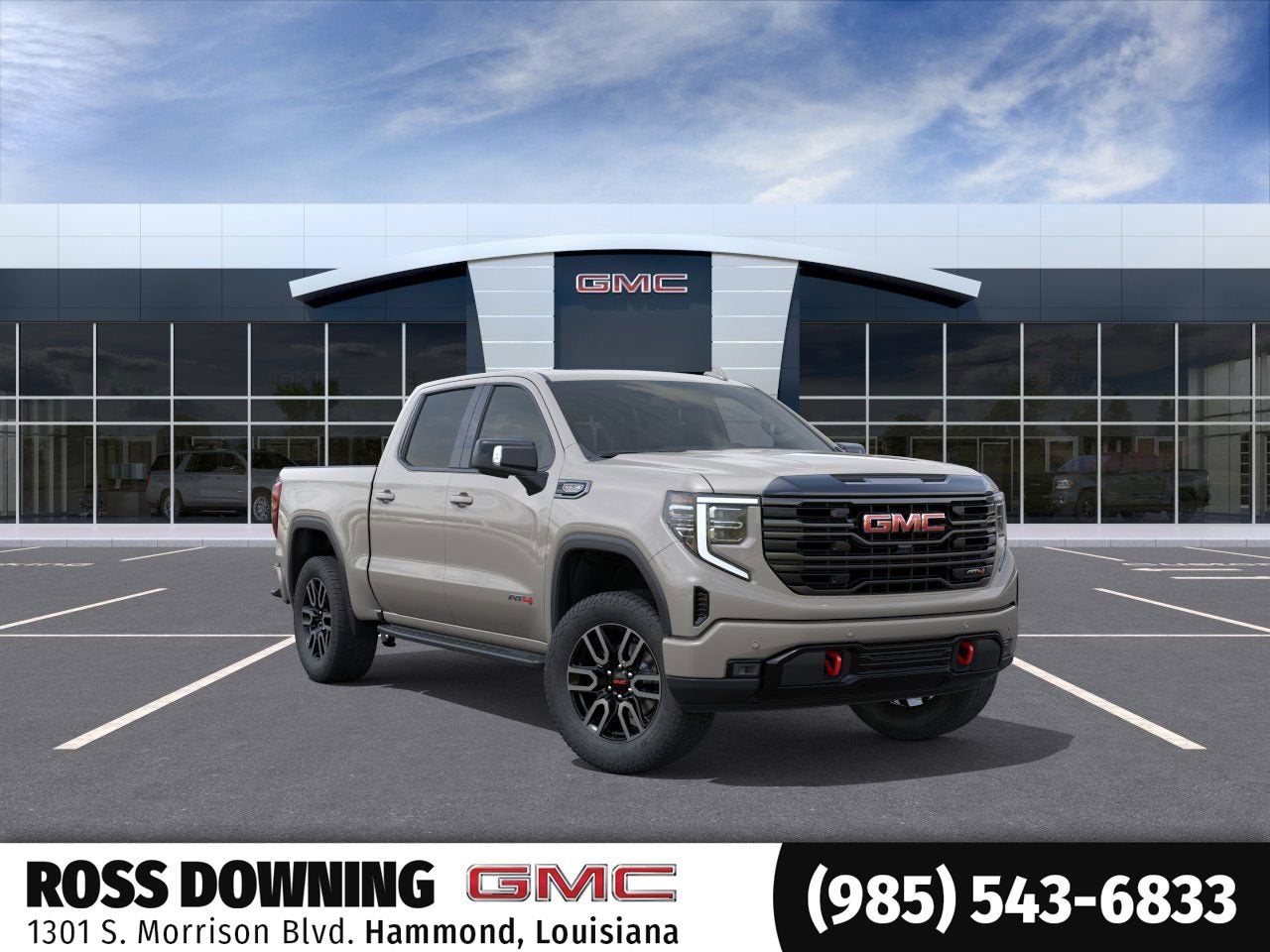 2026 GMC Sierra 1500 AT4 in Coastal Dune — front three-quarter view
