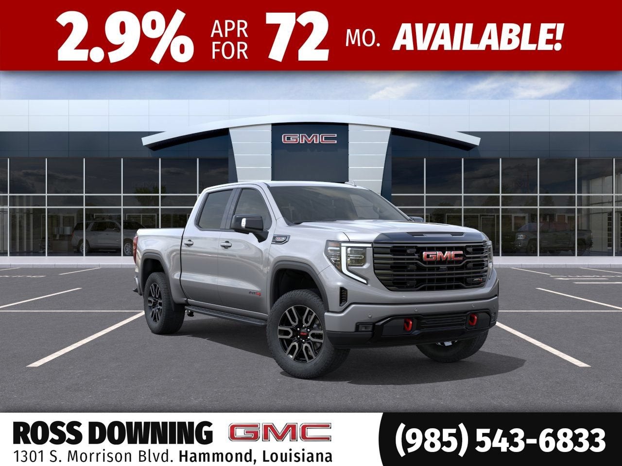 2026 GMC Sierra 1500 AT4 in Sterling Metallic — front three-quarter view