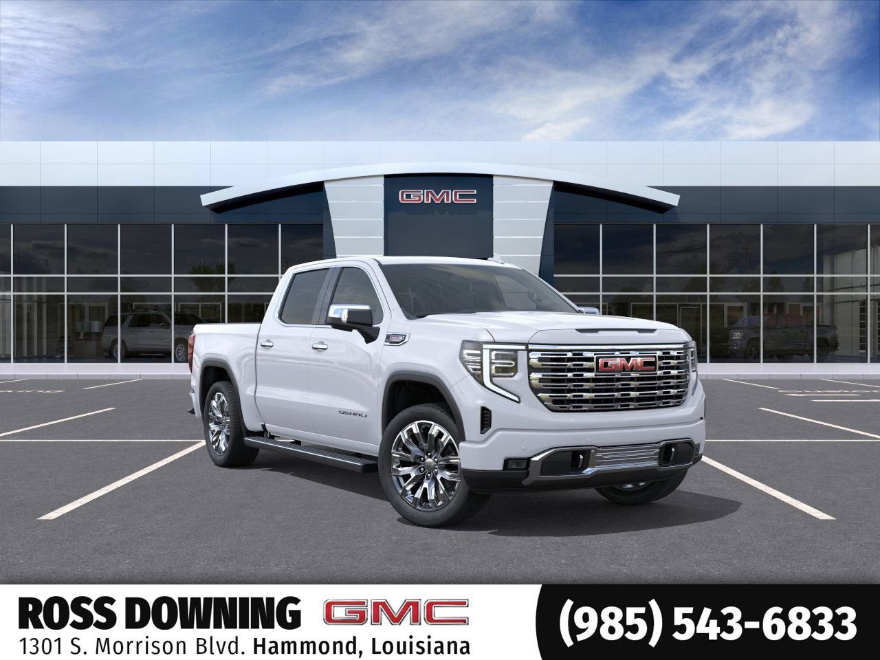 2026 GMC Sierra 1500 Denali in Glacier White Tricoat — front three-quarter view