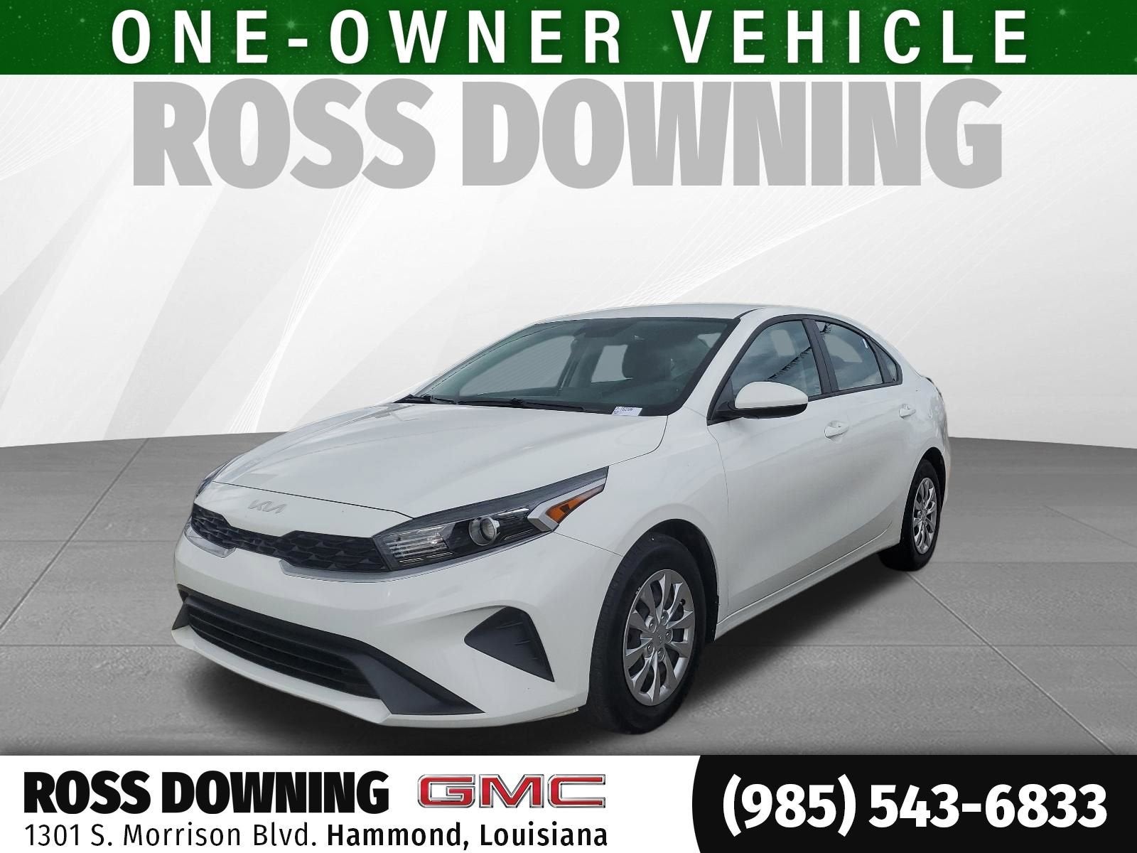 2023 Kia Forte LX in White — front three-quarter view
